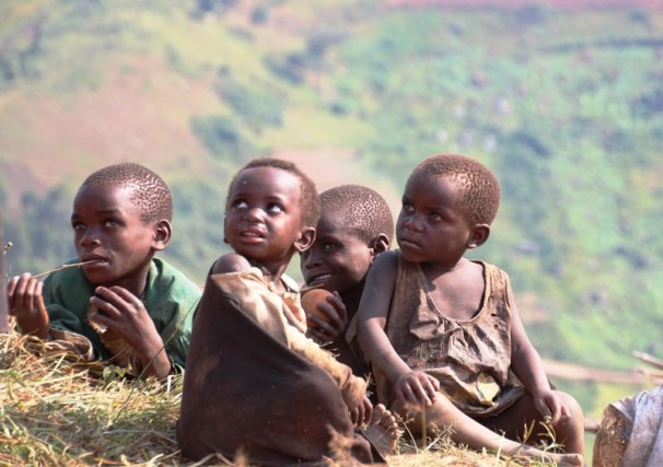 Children at the Pygmy village beside Lake Bunyonyi