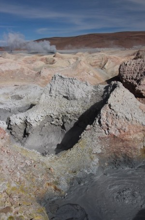 Bubbling mud and steaming geysers